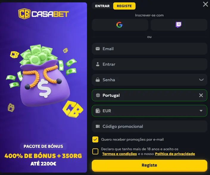 Casabet login portugal